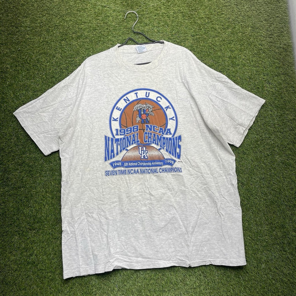 Vintage 1996 NCAA Champions Kentucky Wildcats Shirt Mens 3XL Grey Single Stitch